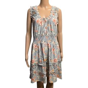 Floral Smock Waist Ruffle Dress Size 12